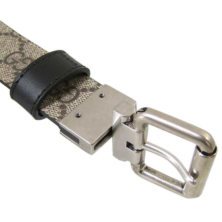 グッチ GUCCI ベルト リバーシブル レザー&GGスプリームキャンバス ベージュ×ブラック 387035 BTTAN 8775