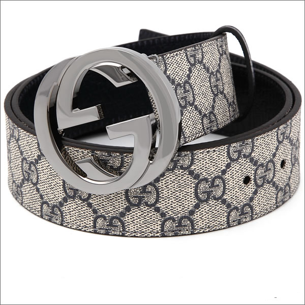 グッチベルト GUCCI Gバックル メンズベルト ベージュ×ネイビー 114984-KGD1R-4075