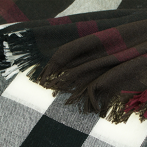 バーバリー  BURBERRY ストール カシミア混ストール ワインレッドチェック MU TONAL LTW CK 4000325 S:AARVP 6022B CLARET