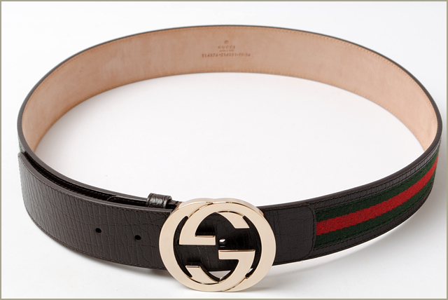 グッチベルト GUCCI インターロッキングGバックル キャンバス グリーン/レッド ブラウン 114876 アウトレット