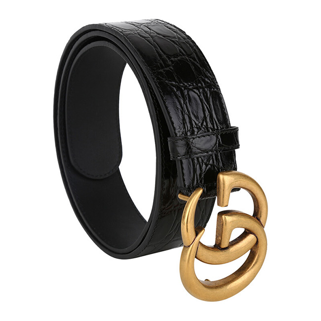 グッチ  GUCCII ダブルGバックル付き クロコダイル ベルト 400593 E7I0T 1000