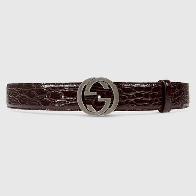 GUCCI グッチ インターロッキングGバックル クロコダイルベルト 368186 E7I0N 2140