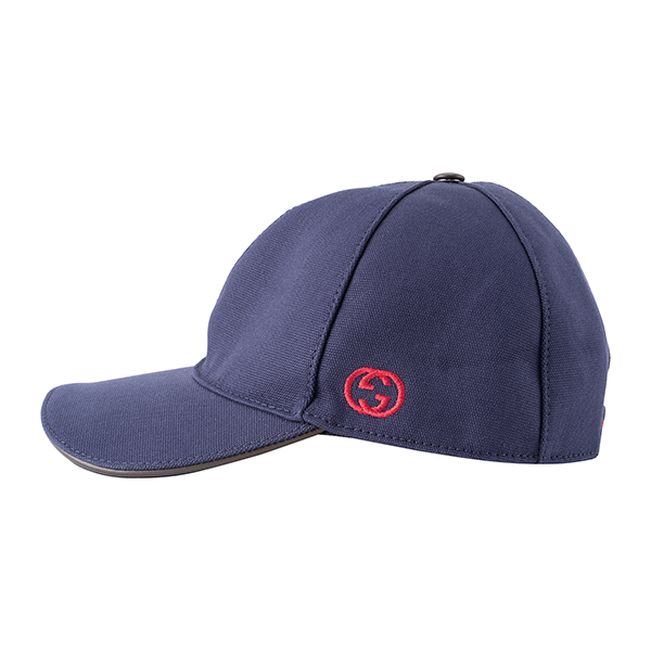 グッチ 帽子 GUCCI 387554 4H010 4000 キャンバス ベースボールキャップ ユニセックス ネイビー/レッド 赤